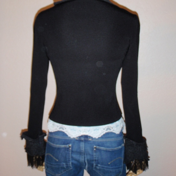 Moschino Cropped Lace & Wool Wide Cuff Top - Picture 4 of 6